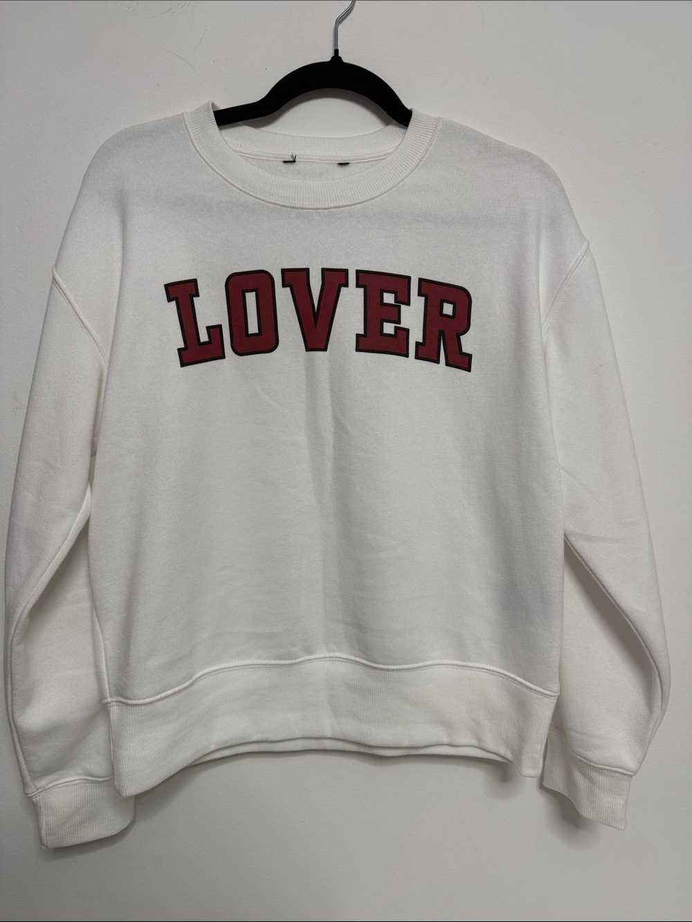 White 'LOVER' Graphic Crewneck Sweatshirt
